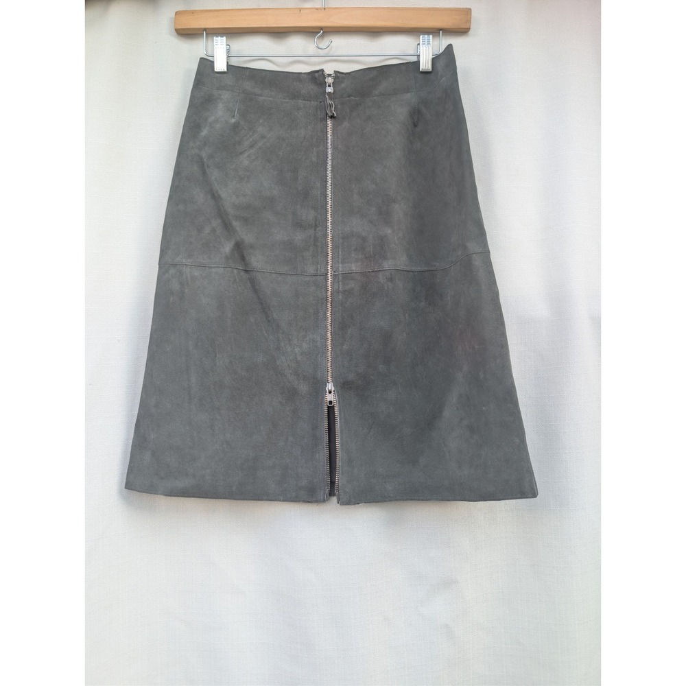Vintage Isaac Mizrahi Target Leather Skirt 6 Gray‎ Suede 90s Grunge Zip Babydoll